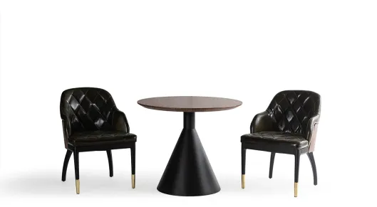 Sasa Yuvarlak Ceviz-Siyah Masa